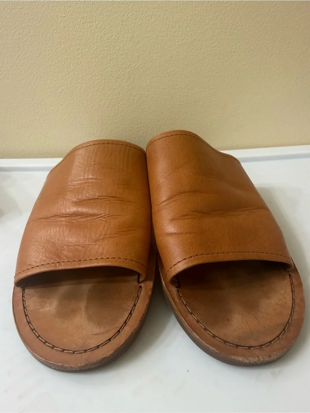 Frye 8.5 Leather Slide Sandal Boho Minimalist Preppy California Coastal Neutral